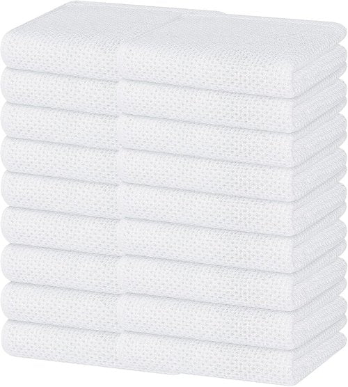 Homaxy Kitchen Dish Towels - Ultra Soft 100% Cotton Waffle Weave | Quick Drying, 13 x 28 Inches, 18-Pack, White