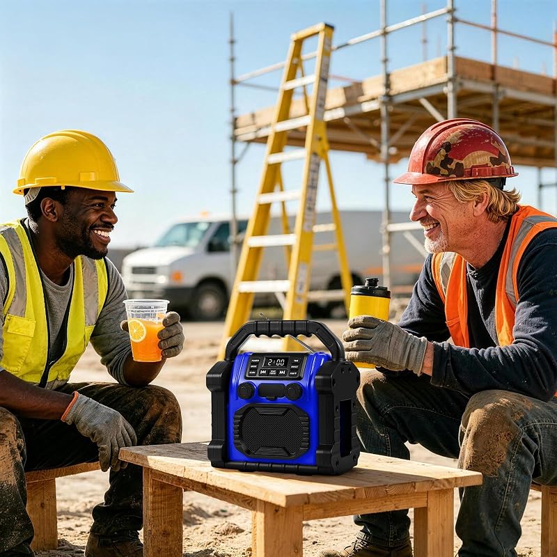 Ottosing 30W Jobsite Radio Speaker IPX66 Waterproof Bluetooth FM Clock LED Light – Blue