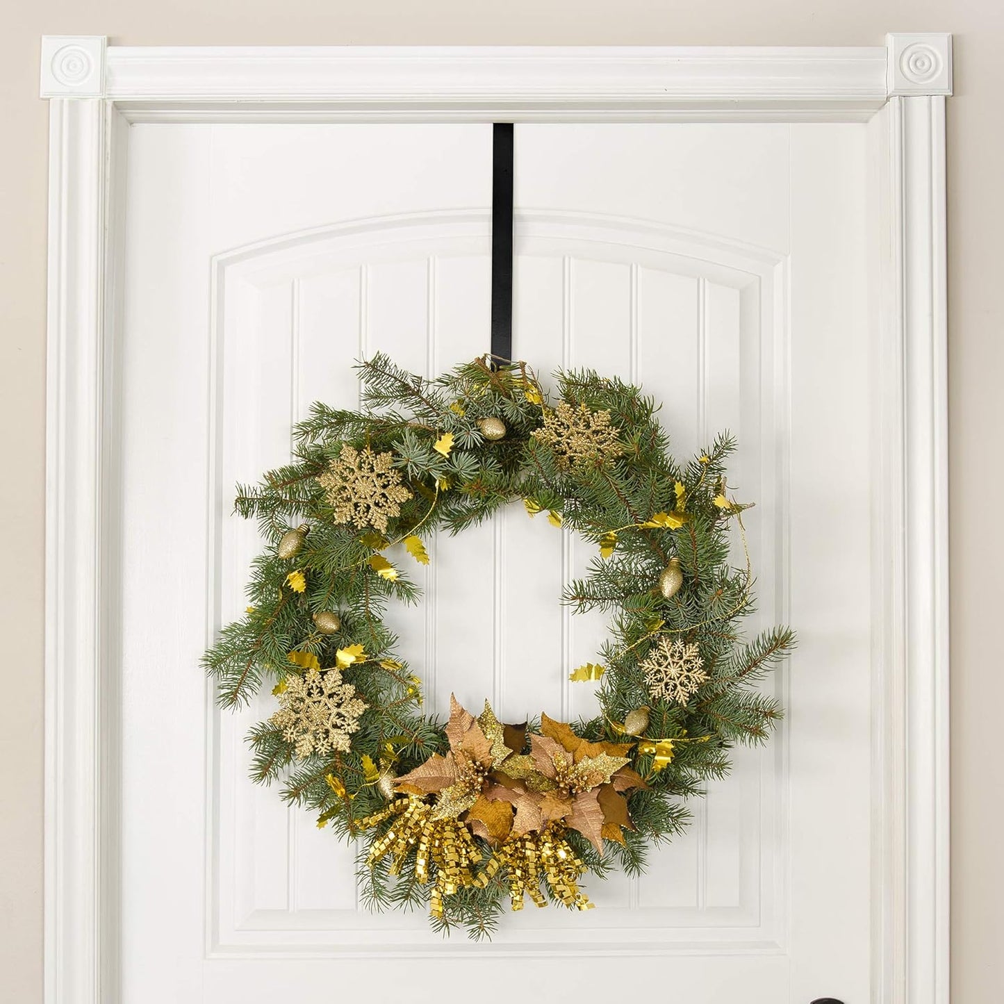 RN'D Over Door Wreath Hanger Hook - Sleek Metal Holder for Seasonal Decor | Black, 15-Inch