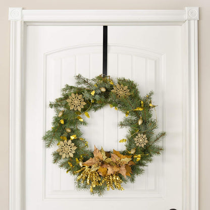 RN'D Over Door Wreath Hanger Hook - Sleek Metal Holder for Seasonal Decor | Black, 15-Inch