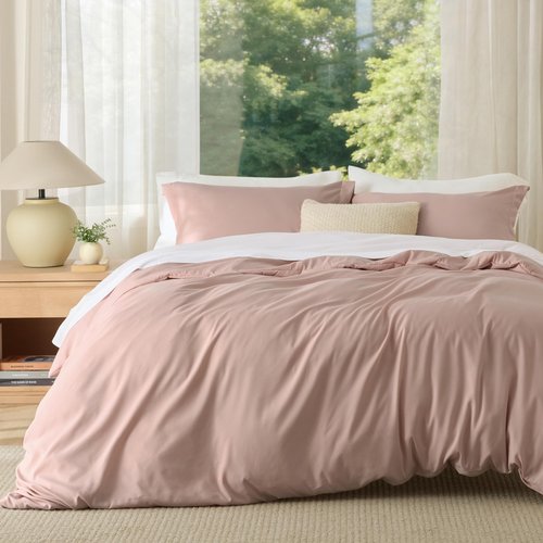 Bedsure Duvet Cover King Size - Soft Double Brushed Bedding Set for Kids & Adults, Zipper Closure, 3 Pieces, Includes 1 Duvet Cover (104"x90") & 2 Pillow Shams, NO Comforter, Dusty Rose