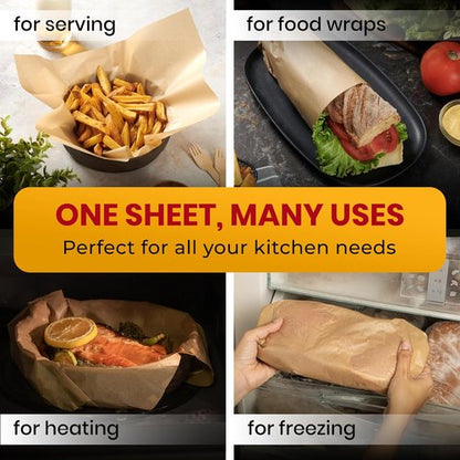 Baker’s Signature Quarter Sheet Pans | 120 Precut Parchment Paper Baking Sheets - Non-Toxic & Silicone Coated