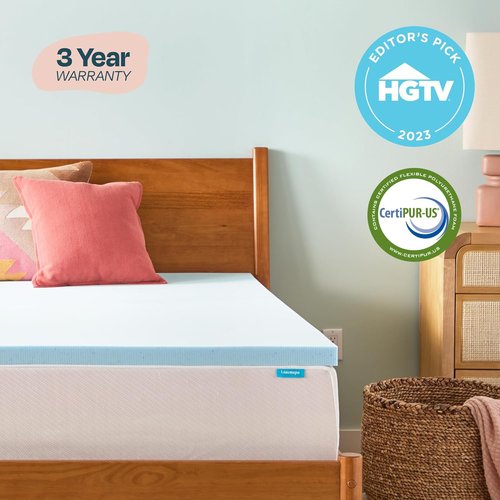 Linenspa Memory Foam Mattress Topper - 2 Inch Gel-Infused Full Size - Plush, Cooling & Pressure Relieving