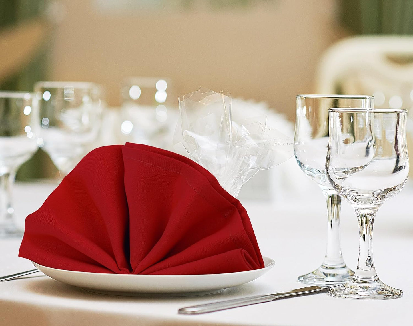 Utopia Home Cloth Napkins - 24 Pack Red, 17x17 Inches, 100% Polyester, Washable & Reusable for Events