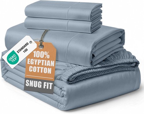 LANE LINEN California King Sheets Set - Ultra Soft 100% Egyptian Cotton with Luxury French Blue Finish
