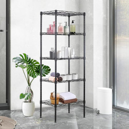BestOffice 5-Tier Wire Storage Shelves - Heavy-Duty Metal | Adjustable Racks | 17x12x48 | Black | Holds Up to 750 lbs | No-Tool Assembly for Home & Garage