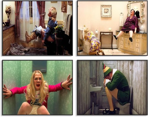 Funny Bathroom Canvas Wall Art Set by Dumb and Dumber | Humorous Movie Posters for Restroom Decor, Unframed 11x14 Inch