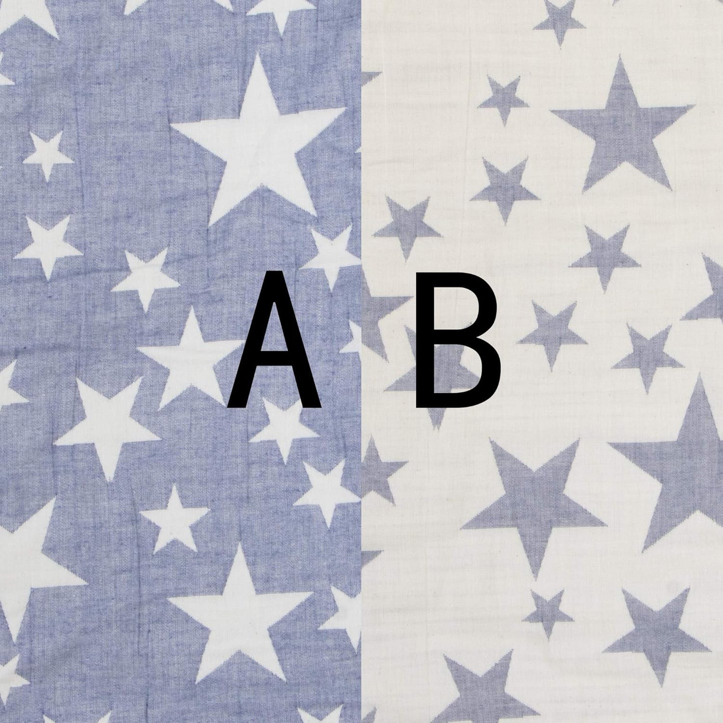 NTBAY Oversized Muslin Cotton Toddler Blanket - Super Soft Reversible Nursery Blanket, 45x60 Inches, Blue/White Star