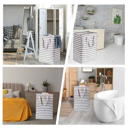 BOOMIBOO 2-Pack Large Laundry Basket,Waterproof Freestanding Laundry Hamper,Collapsible Clothes Basket with Easy Carry Handles in Laundry Room Bathroom Bedroom Dorm,Grey,75L