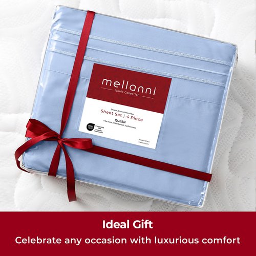 Mellanni Twin Sheets Set - 3 PC Iconic Collection Bedding - Hotel Luxury, Extra Soft, Cooling Bed Sheets - Wrinkle, Fade, Stain Resistant (Twin, Sky Blue)