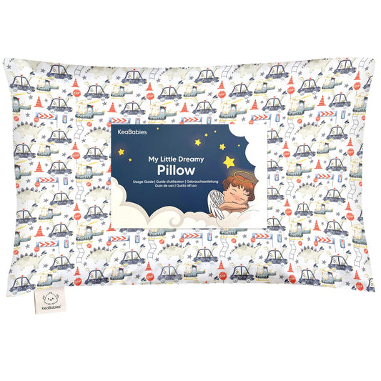 My Little Dreamy Toddler Pillow - Soft Organic Cotton Travel Pillow with Case | 13x18, Dino Patrol, Machine Washable for Ages 2-5