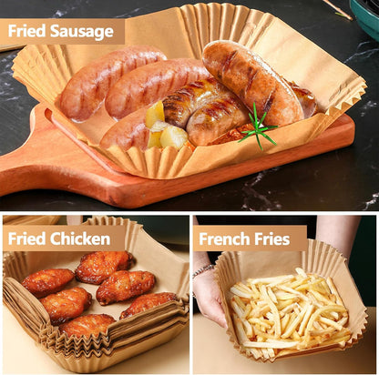 Skiennix 9-Inch Air Fryer Liners | 125PCS Non-Stick & Oil-Proof Baking Paper for Fryers & Ovens