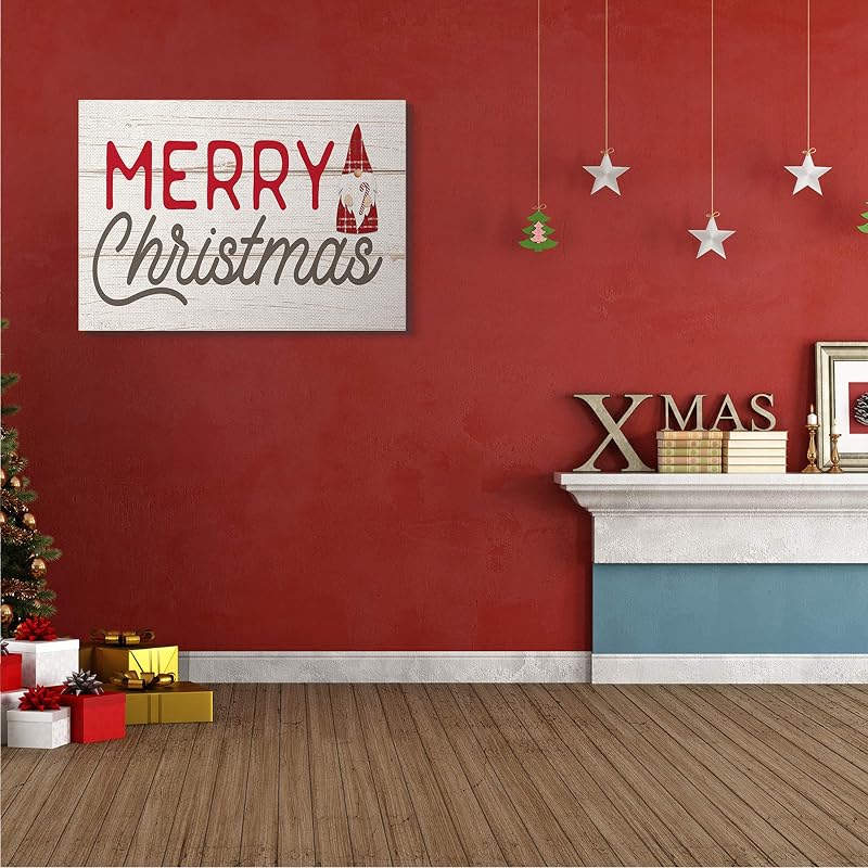 Merry Christmas Gnome Canvas Art 40 x 30 Inches, Stupell Industries
