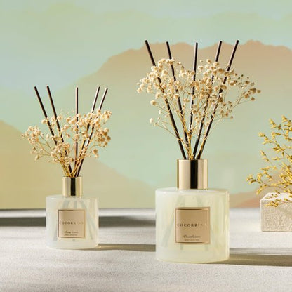 COCORRÍNA Reed Diffuser - Clean Linen 17 Fl.oz Reed Diffuser with 8 Sticks Scented Diffuser with Preserved Flowers for Bathroom Home Decor