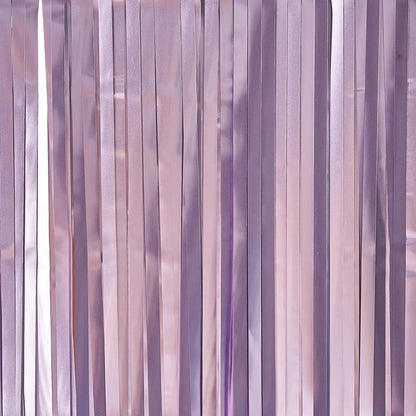 ParyWoo Light Purple Streamers - 8.2FT Metallic Lavender Foil Fringe Curtains for Party Decor