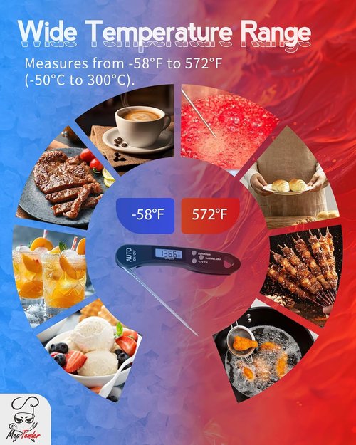 Instant Read Meat Thermometer by [Brand Name] | Fast 1.2s Read, ±1°F Accuracy, Foldable Probe