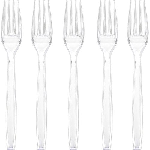 Blue Sky Clear Disposable Plastic Forks - 100 Count King Box | Sturdy & Reusable for Events and Everyday Use