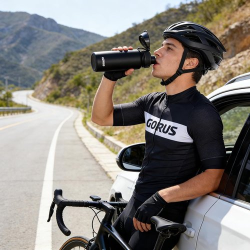 GOPPUS Insulated Water Bottle - 20oz Stainless Steel, BPA-Free, Leak-Proof Silicone Spout Lid | Black