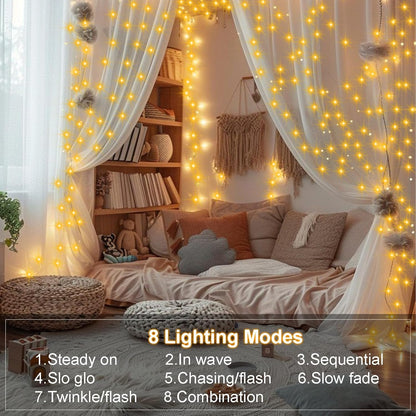 Skiennix 33Ft Fairy String Lights - 100 Micro LED Twinkle Lights | IP68 Waterproof with Remote for Bedroom & Garden Decor