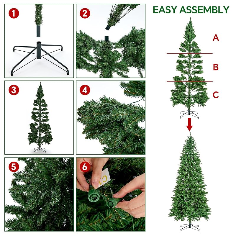 FANCILLUMA 6 ft Prelit Christmas Tree with 250 LED RGB Lights, App Remote Control, Green PVC Branches