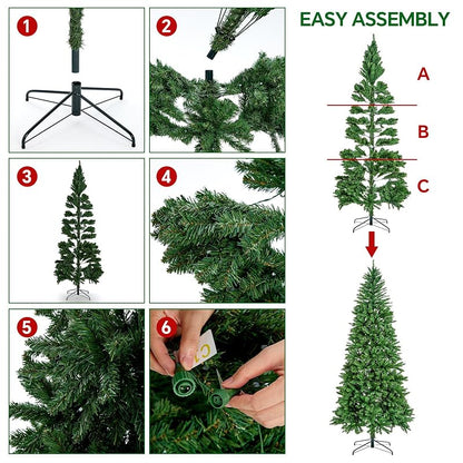 FANCILLUMA 6 ft Prelit Christmas Tree with 250 LED RGB Lights, App Remote Control, Green PVC Branches
