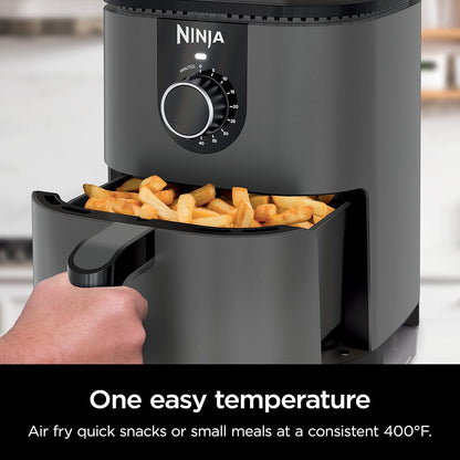 Ninja AF080 Mini Air Fryer - Compact 2-Quart Capacity with Nonstick Surface & Quick Set Timer - Grey