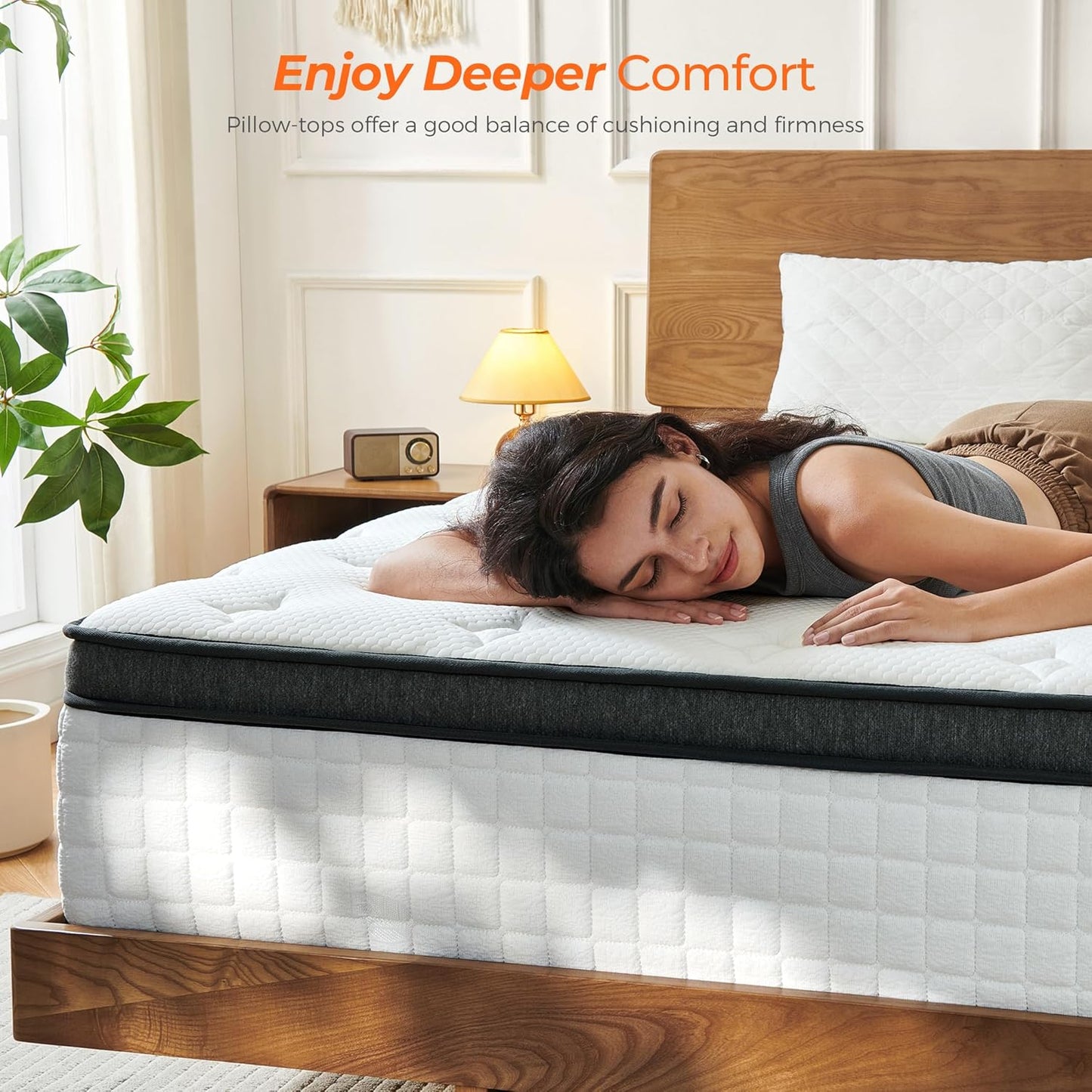 Skiennix 12 Inch Queen Mattress - Hybrid Design with Pocketed Springs & Gel Memory Foam for Support | Medium Firm, CertiPUR-US Certified