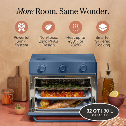 Our Place Large Wonder Oven - 6-in-1 Stainless Steel Air Fryer Toaster Oven Combo | 32 QT Capacity - Blue Salt