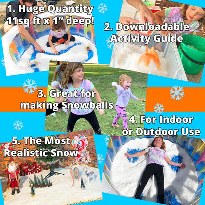 Party Goat Instant Snow Powder - Create 7 Gallons of Fake Snow for Sensory Play | 18oz, Just Add Water