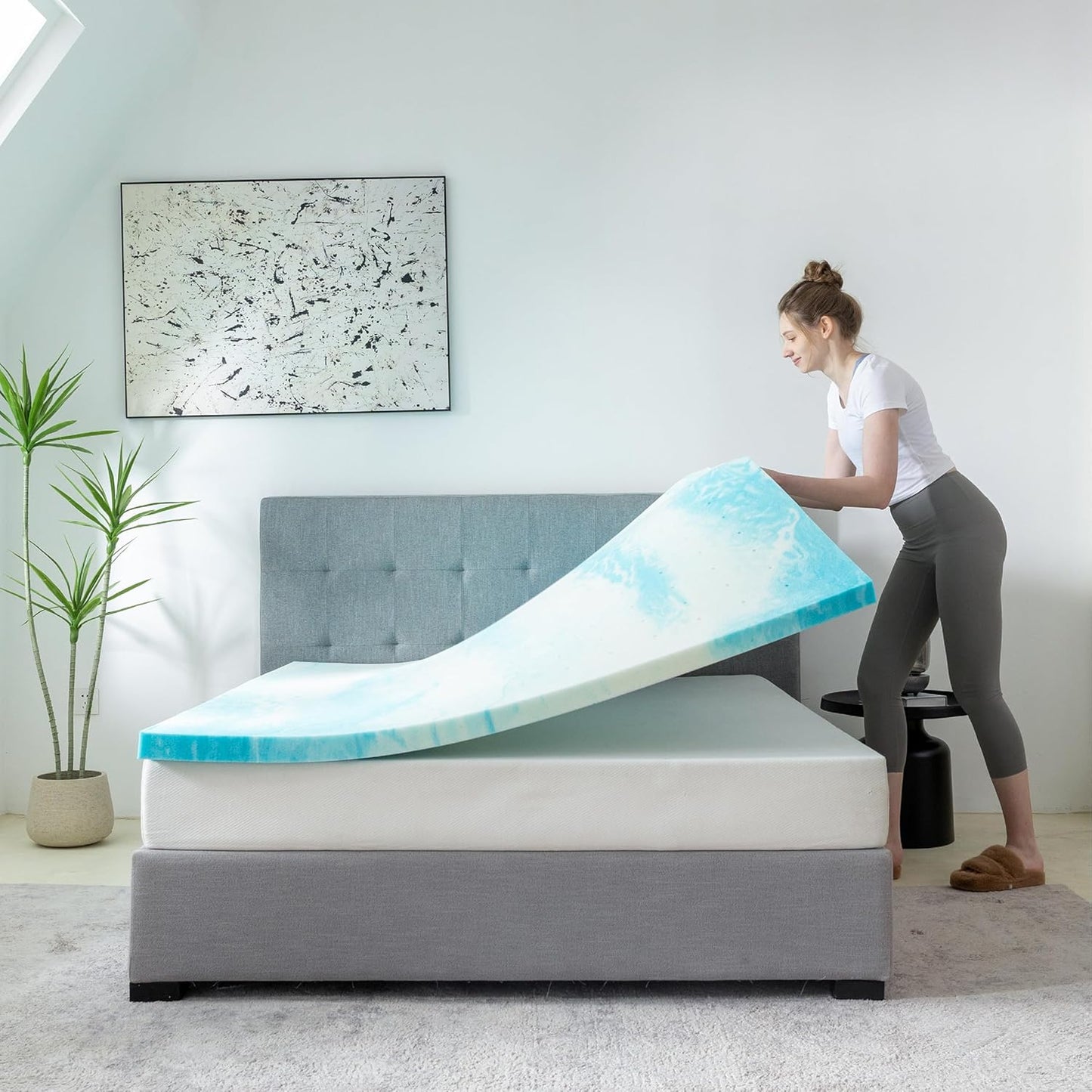 MLILY Queen Mattress Topper - 3 Inch Gel-Infused Memory Foam Cooling Pad | CertiPUR-US Certified, 60”x80”