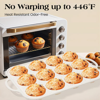 Vinino Silicone Muffin Pans - 2-Pack Nonstick Baking Molds with Metal Reinforced Frame | 12 Cups, BPA-Free