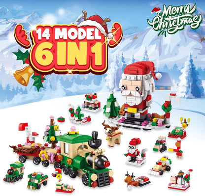 Skiennix Christmas Advent Calendar - 6-in-1 Santa Claus Train Building Blocks | 12 Days Countdown Toy for Kids