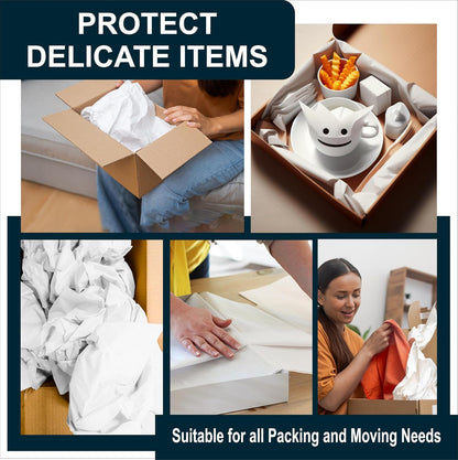 Packing Paper Sheets - 100 Small White Sheets for Moving | Protect Fragile Items & Wrap Gifts (13 x 12 Inch)