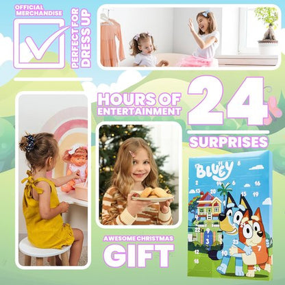 Bluey Hair Accessories Advent Calendar 2025 - 24 Hair Clips, Bows, Scrunchies & Claw Clips for Girls