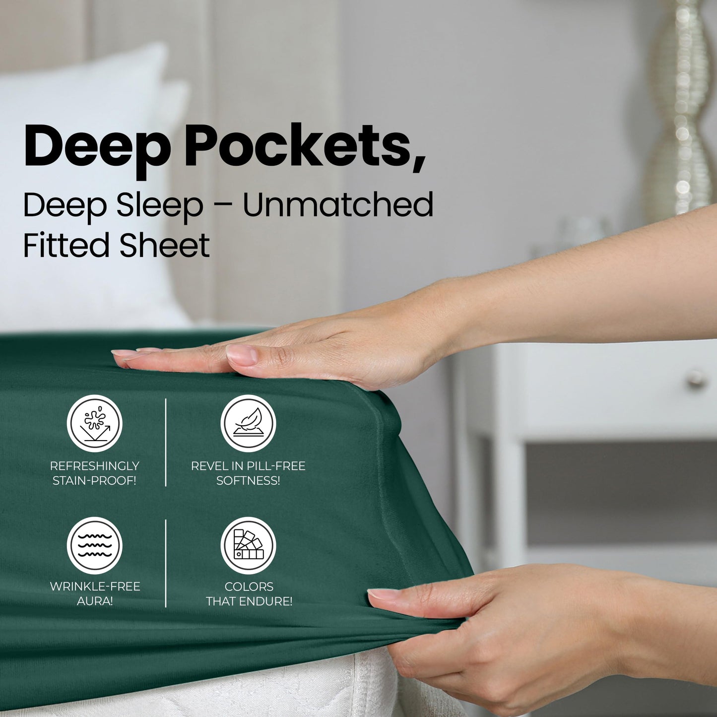 Utopia Bedding King Fitted Sheet - Bottom Sheet - Deep Pocket - Soft Microfiber - Shrinkage and Fade Resistant - Easy Care -1 Fitted Sheet Only (Emerald)