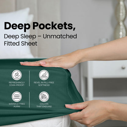 Utopia Bedding King Fitted Sheet - Bottom Sheet - Deep Pocket - Soft Microfiber - Shrinkage and Fade Resistant - Easy Care -1 Fitted Sheet Only (Emerald)