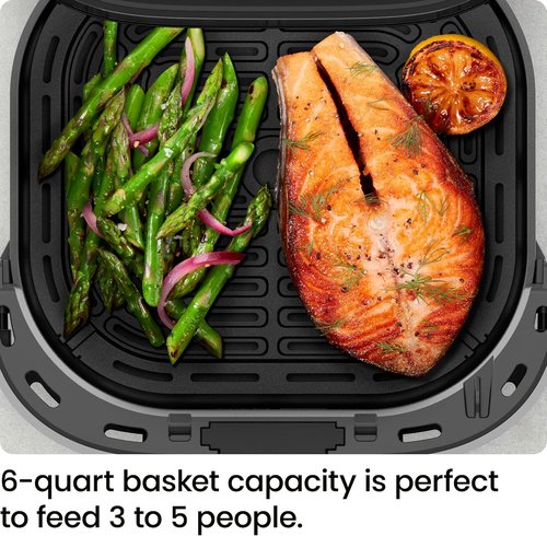 Chefman Air Fryer - 6 QT Compact Air Fryer with Hi-Fry Technology & Easy-View Window - Grey