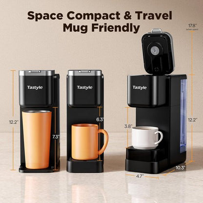 Hot & Iced Coffee Maker - Magnetic K-Pod Organizer, 40oz Removable Tank, Brews 4-5 Cups, Black