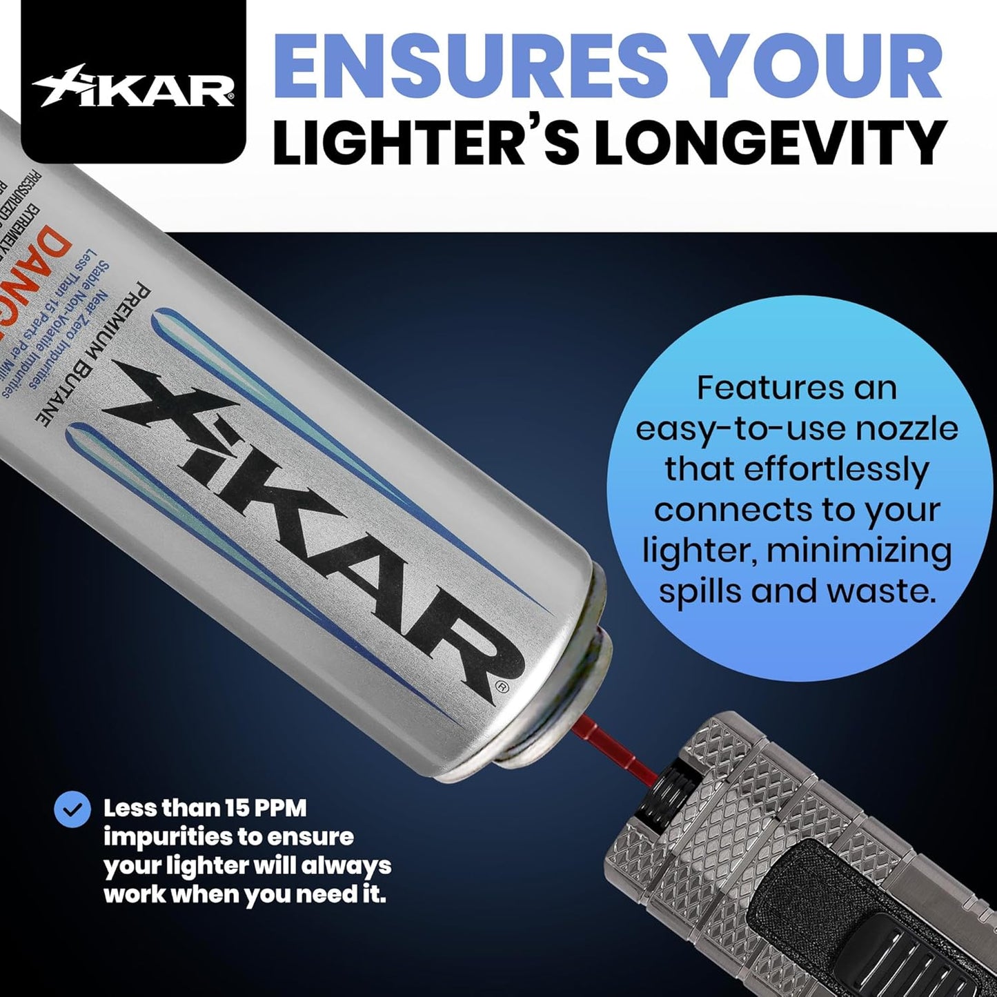 XIKAR PUROFINE Premium Butane Fuel Refill - Ultra Refined Culinary Butane (400ml) | 0 Impurities, 2 Pack