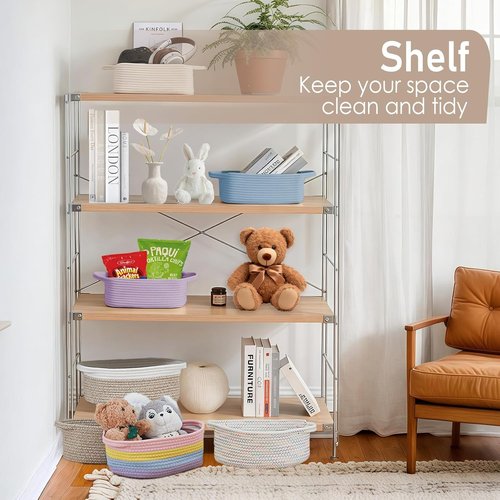 JMvicyroam Woven Storage Basket - Small Rope Organizer with Handles for Shelves & Closets | Red Gift Basket