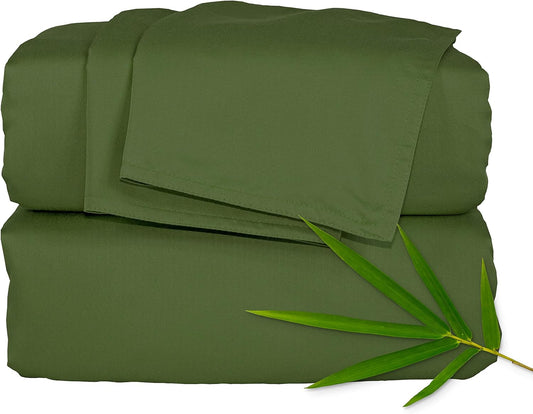 Pure Bamboo Full Sheets - 100% Organic Viscose Bed Sheet Set | Luxuriously Soft & Cooling (Full, Pesto)
