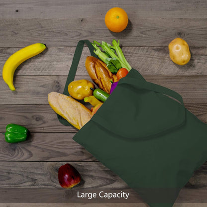 TOPDesign 24-Pack Reusable Cotton Tote Bags - Lightweight 16"x15" Green & Black for Grocery, DIY, Gifts
