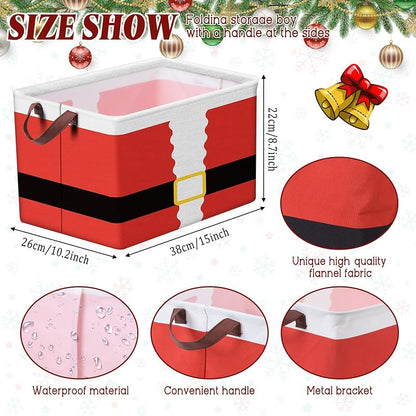 3 Pack Christmas Storage Baskets Collapsible Canvas - Santa Suit Variation