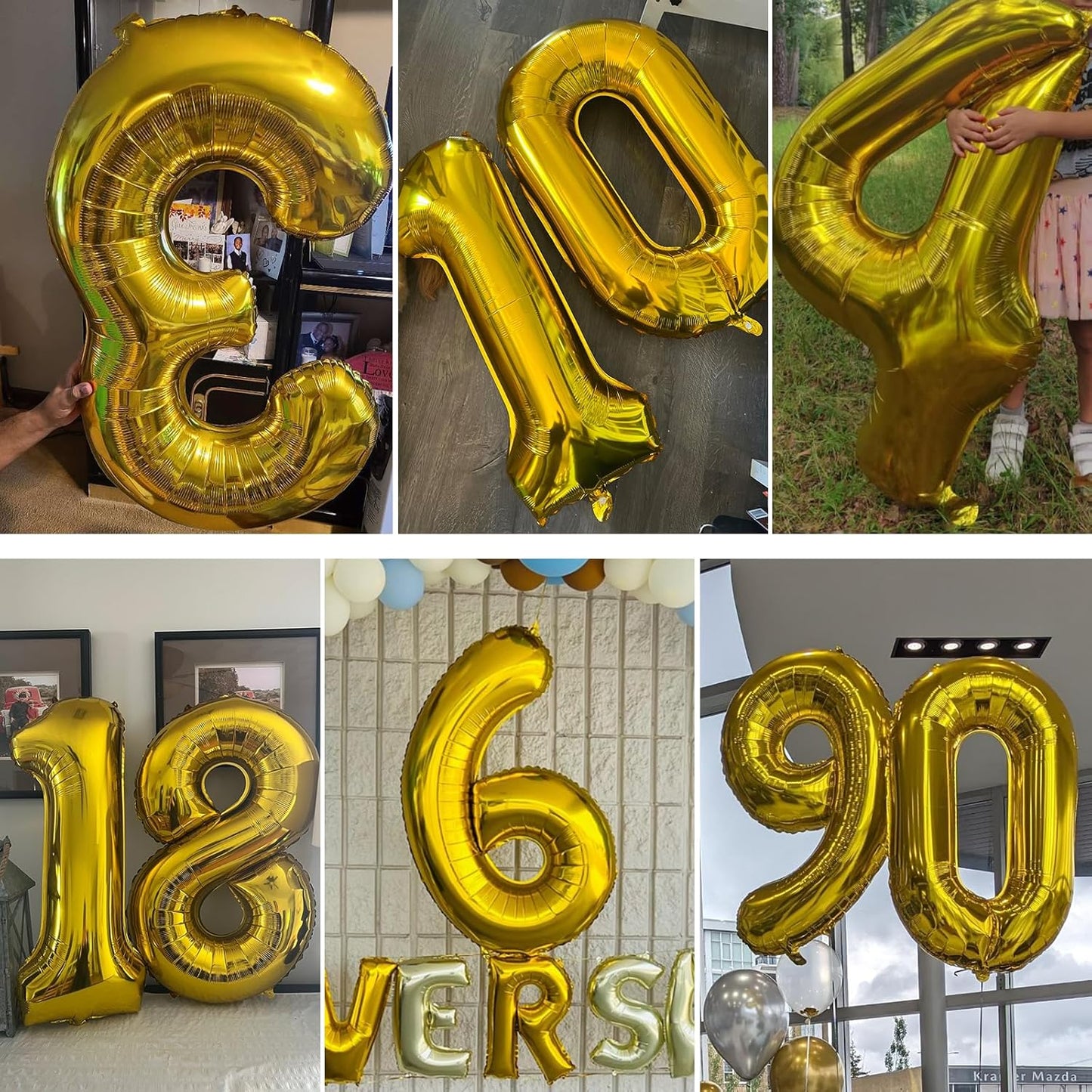 Smlpuame Gold Number 2 Balloon - 40 Inch Helium Foil for Birthday & Wedding Celebrations