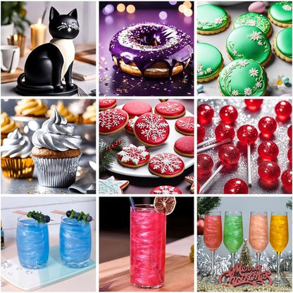 Cherrysea Luster Dust Edible Set - Food Grade Shimmer Powder for Cakes & Cocktails | 4g Bottles - Gold & Rose Gold