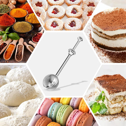 Powdered Sugar Shaker by [Brand Name] - Stainless Steel Duster for Easy One-Handed Use | Perfect for Flour & Spices