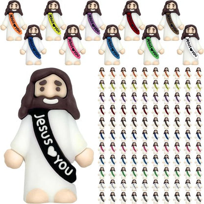 Little Jesus Figures by 110 PCS - Mini Jesus Figurines for Easter, Baptism Gifts & Sunday School (11 Colors)