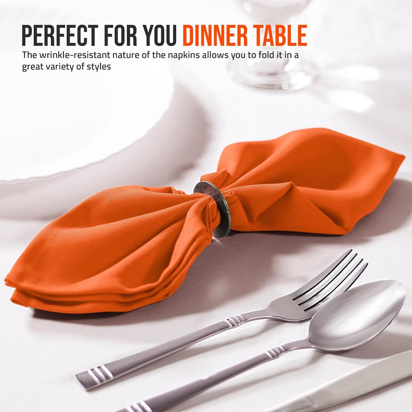 Utopia Home Cloth Napkins - 12 Pack, 17x17 Inches | Vibrant Orange Dinner Napkins for Events & Gatherings