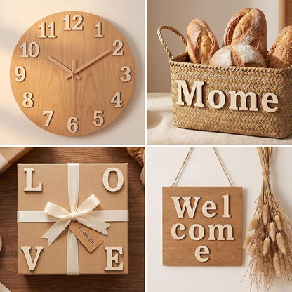 Unfinished Wood Alphabet Letters & Numbers 124-Piece Set, 1-5/8 Inch for Crafts & Scrapbooking