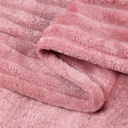 BEDELITE Fleece Throw Blanket - Soft & Warm 3D Ribbed Jacquard Design | Cozy Pink 50x60 Inches